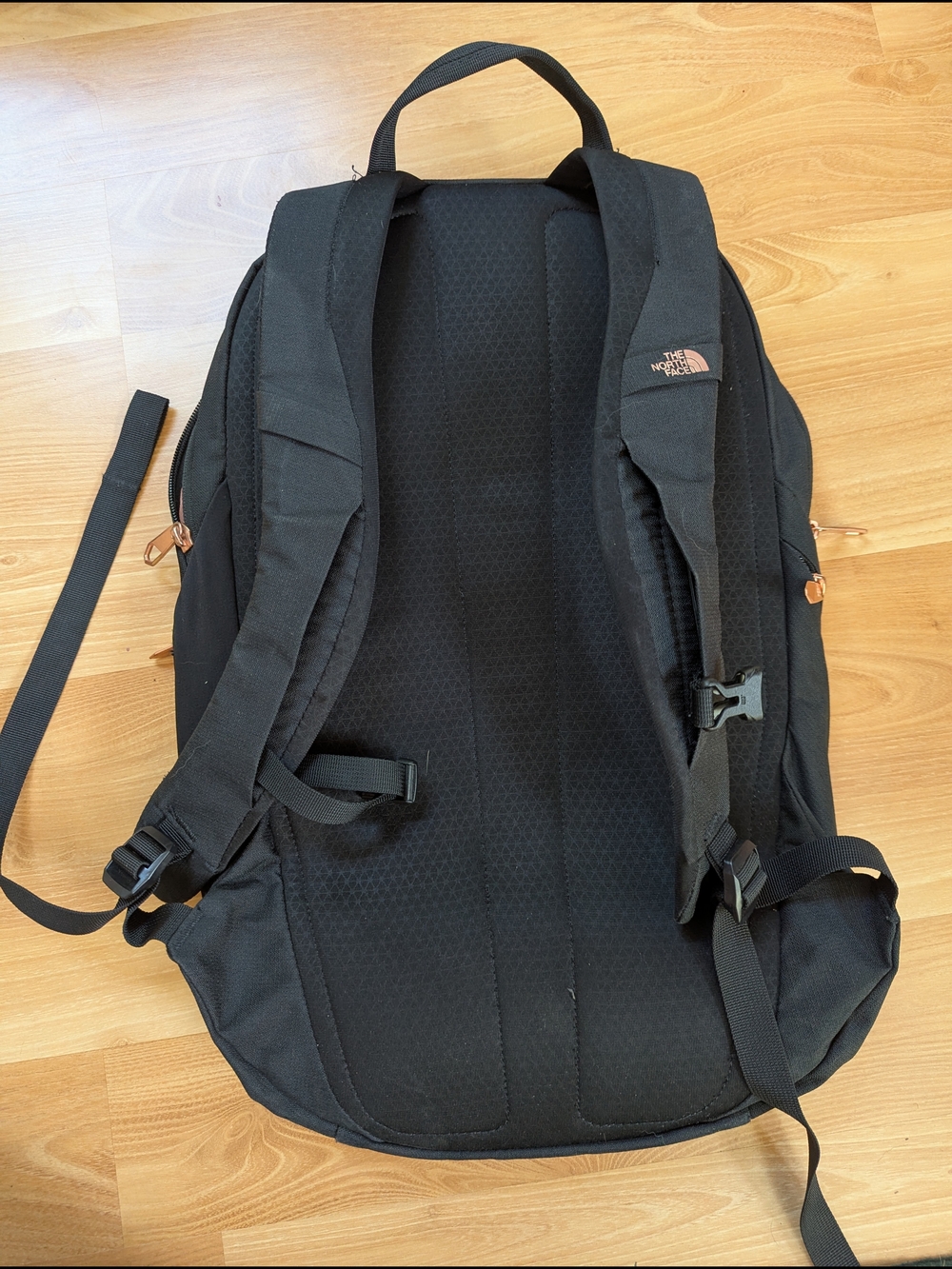 The North Face Vault Backpack Black Rose Gold Hardware Laptop Bag - Picture 4 of 5
